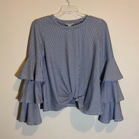 Belle + Sky Twist Front Tiered Ruffle Bell Sleeve - Picture 5 of 8